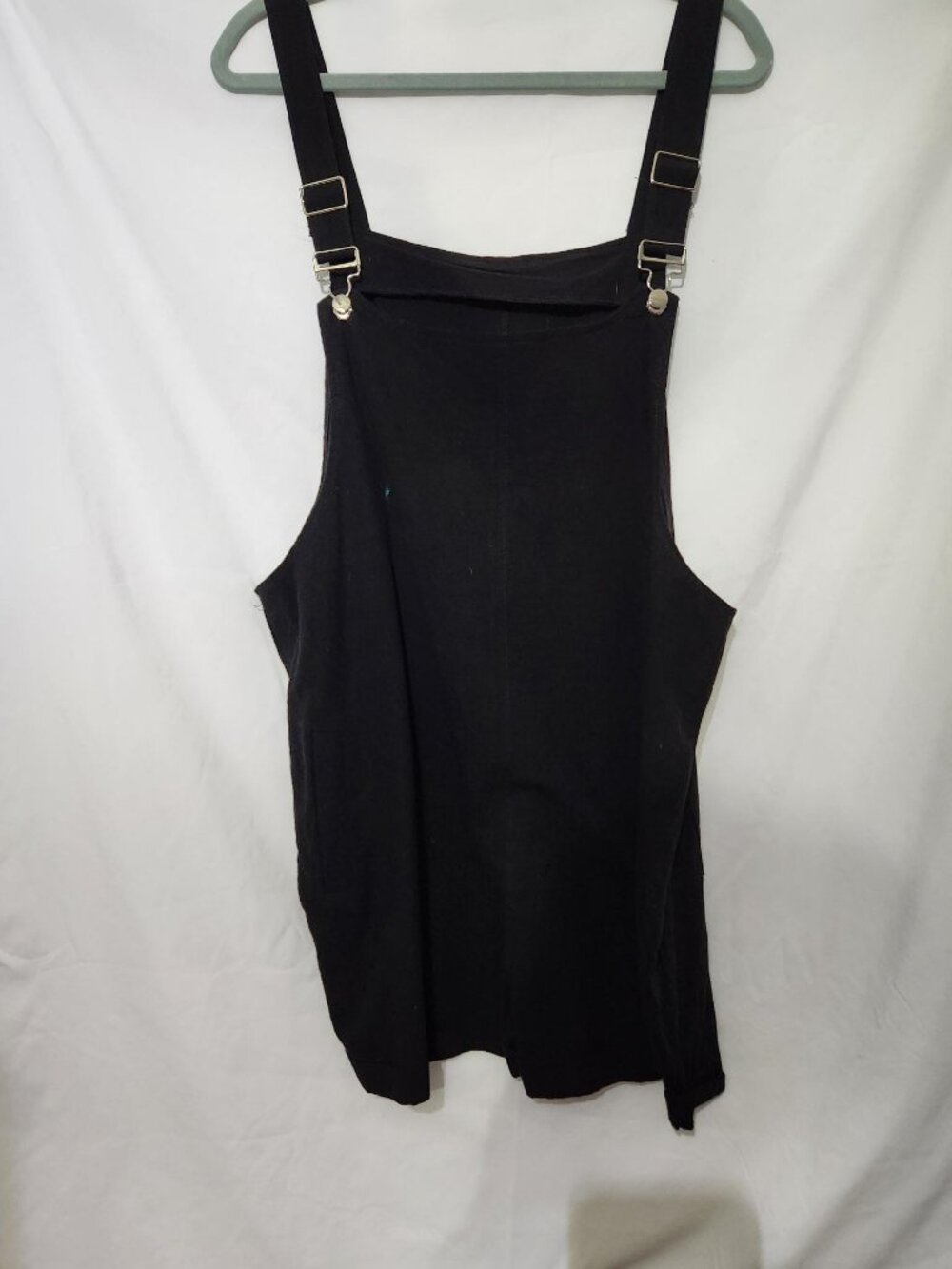 Black Cotton Linen Blend Short Overalls XXL Bib Shortalls Pockets